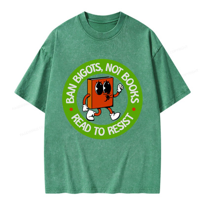 Pagewings Ban Bigots Not Books Read To Resist Unisex Washed T-shirt
