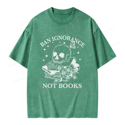 Pagewings Ban Ignorance Not Books Unisex Washed T-shirt