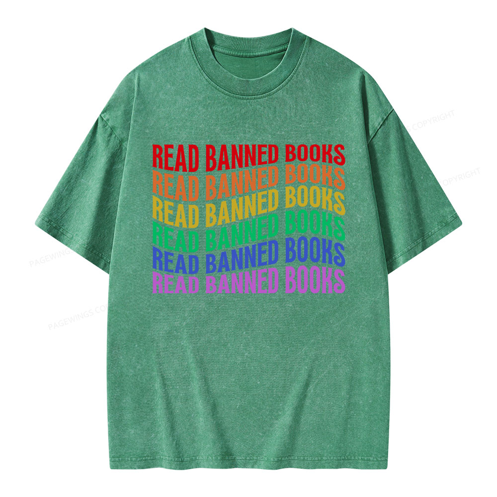 Pagewings Read Banned Books Unisex Washed T-shirt