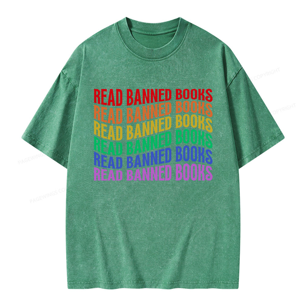 Pagewings Read Banned Books Unisex Washed T-shirt