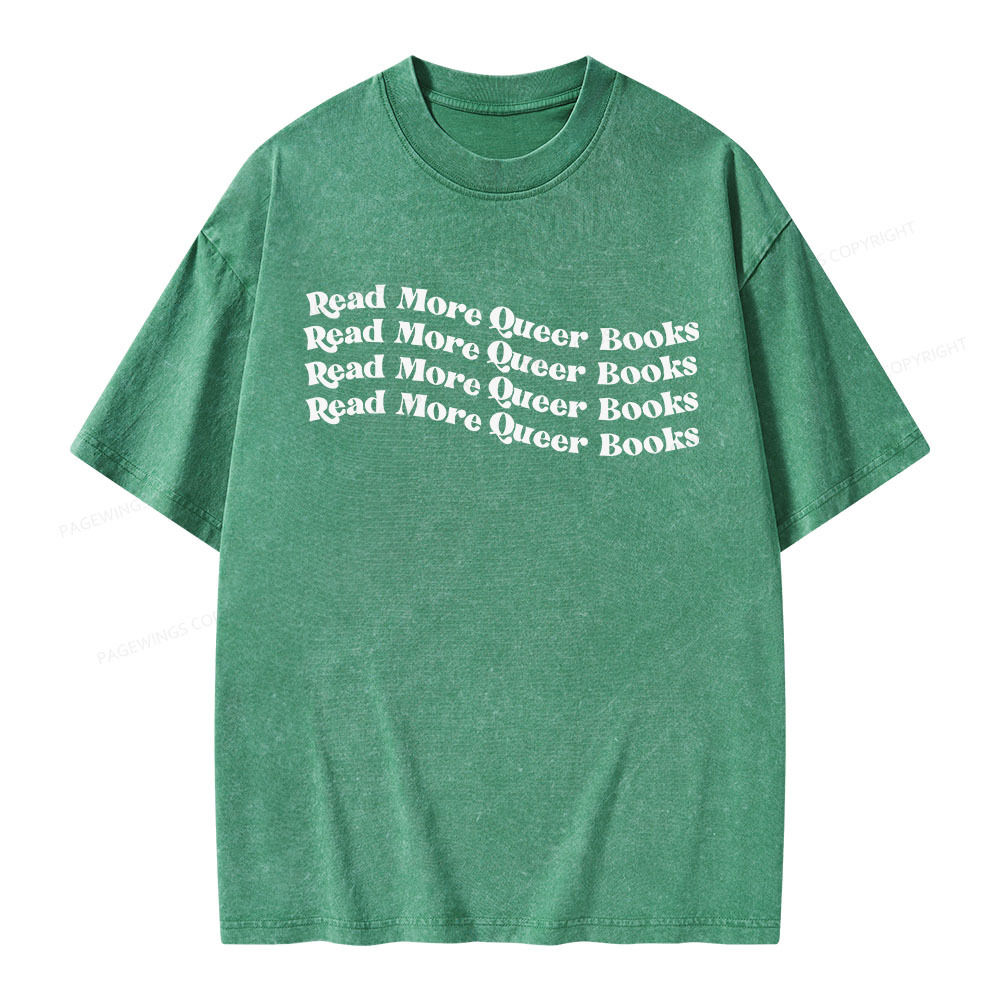 Pagewings Read More Queer Books Unisex Washed T-shirt