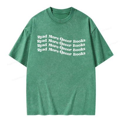 Pagewings Read More Queer Books Unisex Washed T-shirt