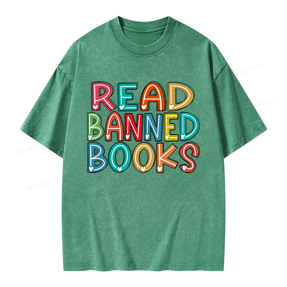 Pagewings Read Banned Books Unisex Washed T-shirt