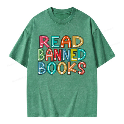 Pagewings Read Banned Books Unisex Washed T-shirt