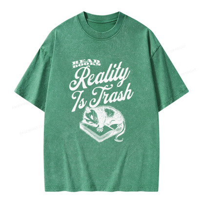 Pagewings Read Books Reality Is Trash Unisex Washed T-shirt