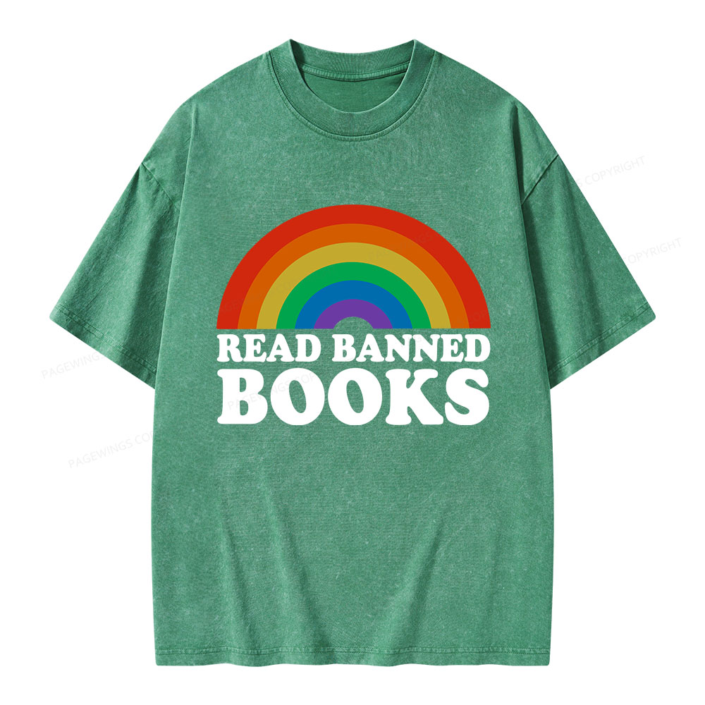 Pagewings Read Banned Books Unisex Washed T-shirt