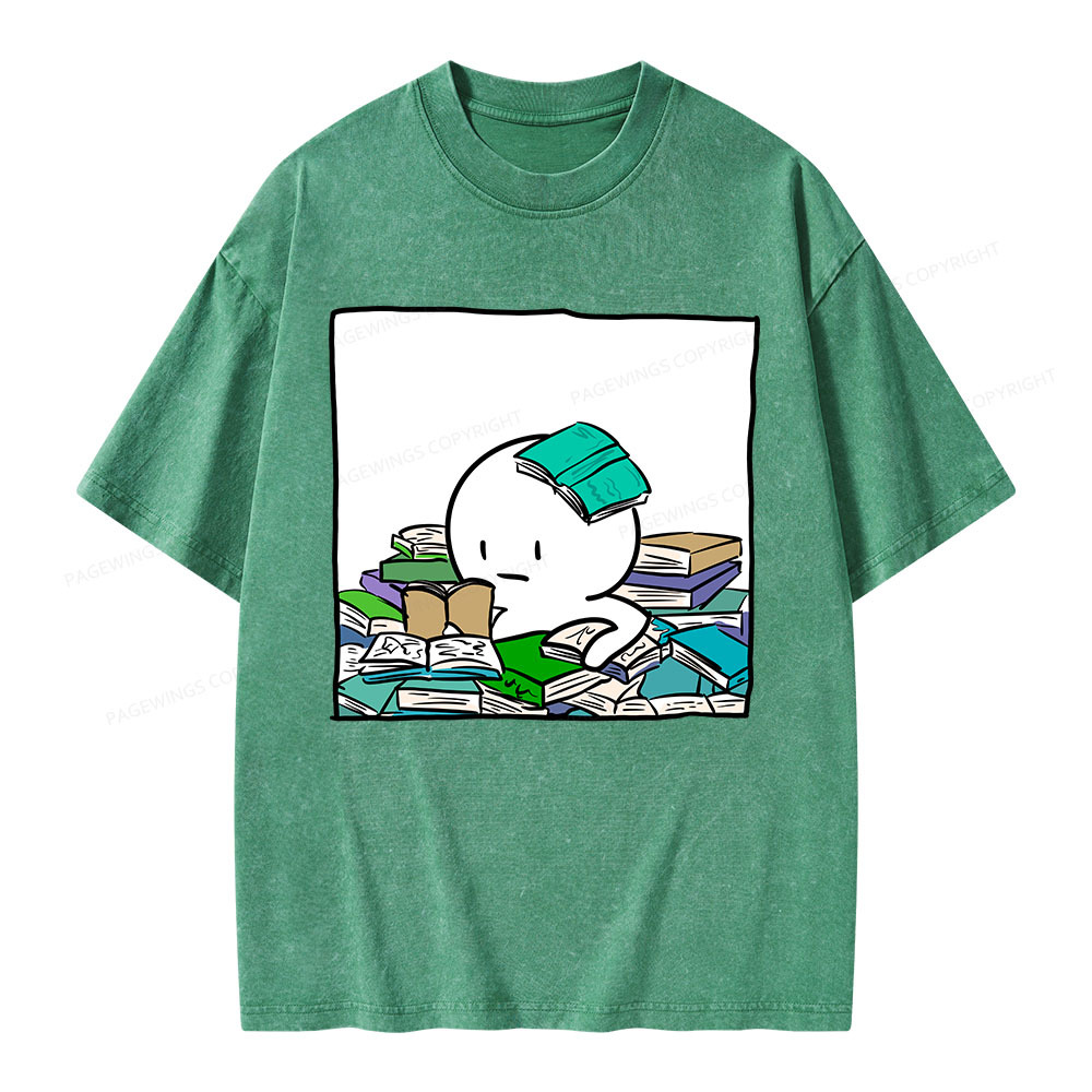 Pagewings Drowning In Books But Loving Every Moment Unisex Washed T-shirt