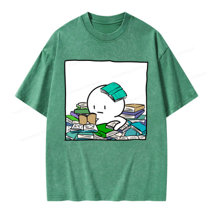 Pagewings Drowning In Books But Loving Every Moment Unisex Washed T-shirt