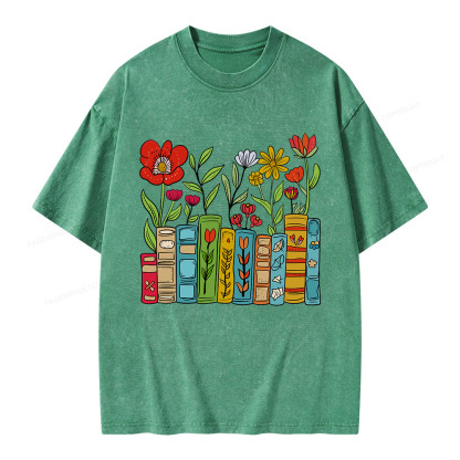 Pagewings Books Blooming Like Flowers In The Mind Unisex Washed T-shirt