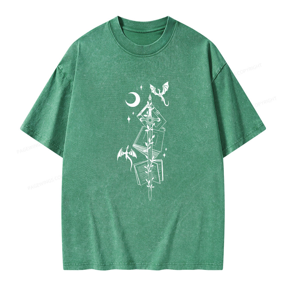 Pagewings Book Dragons Unisex Washed T-shirt