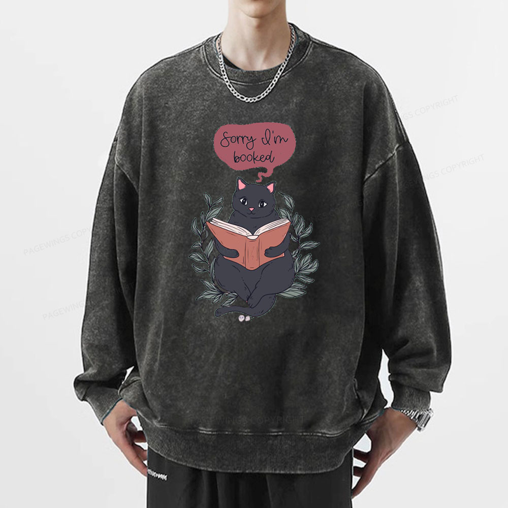 Pagewings Cats love reading books Unisex Washed Sweatshirt