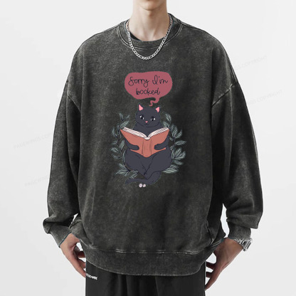 Pagewings Cats love reading books Unisex Washed Sweatshirt