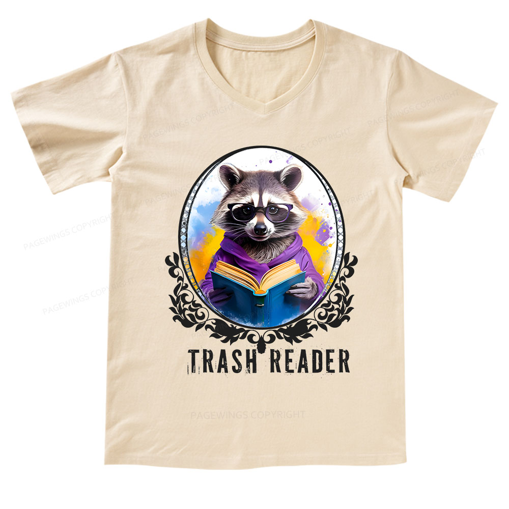 Pagewings Trash Reader V-neck T-shirt