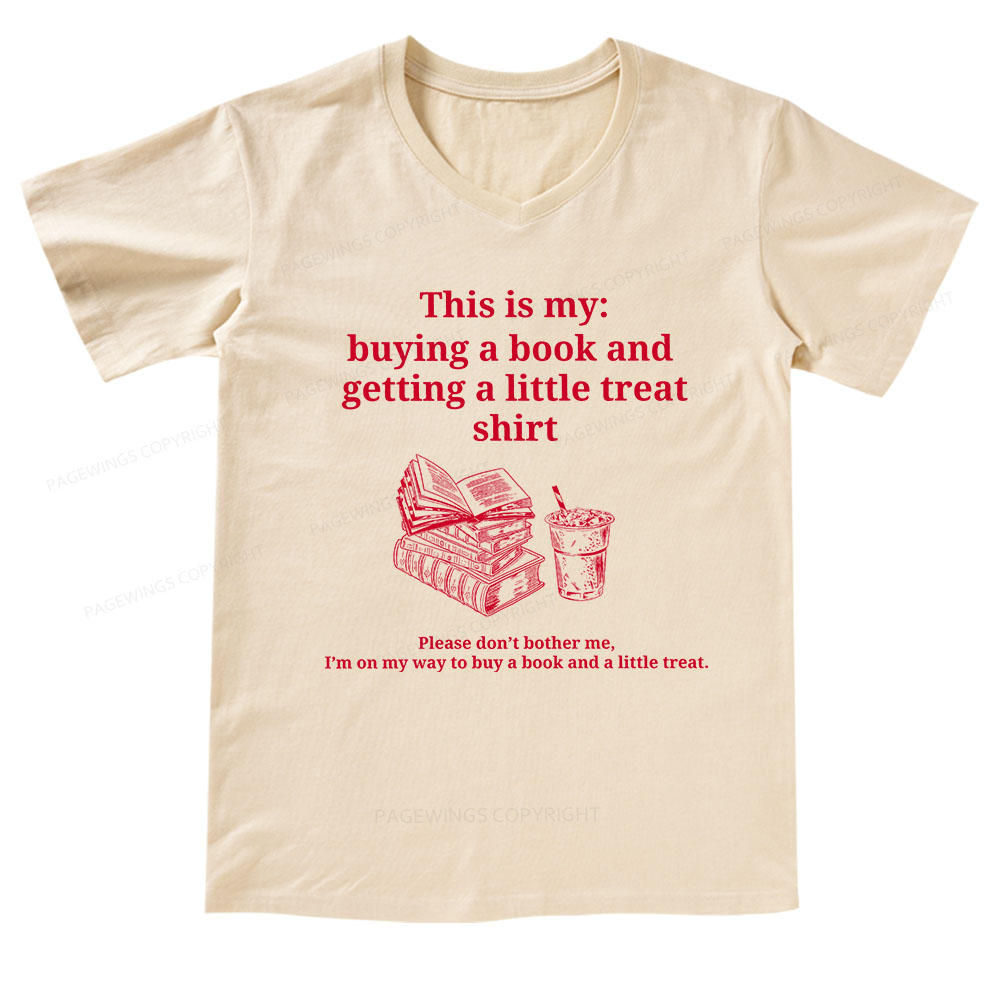 Pagewings Buying A Book And Getting A Little Treat V-neck T-shirt