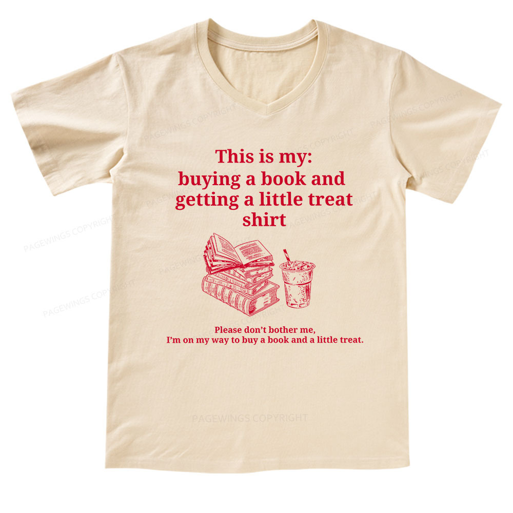 Pagewings Buying A Book And Getting A Little Treat V-neck T-shirt