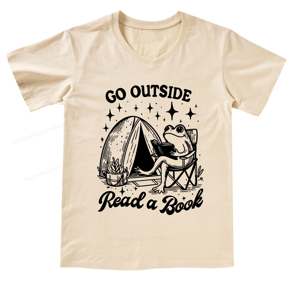 Pagewings Go Outside V-neck T-shirt