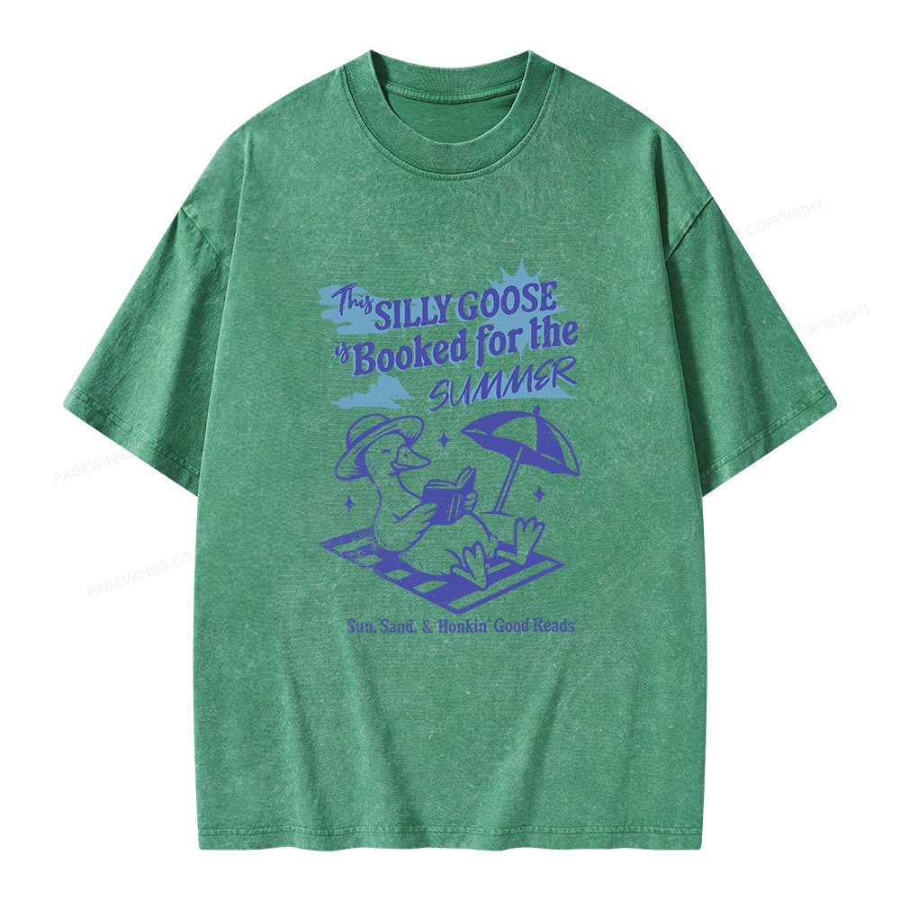 Pagewings Silly Goose Booked for the Summer Unisex Washed T-shirt