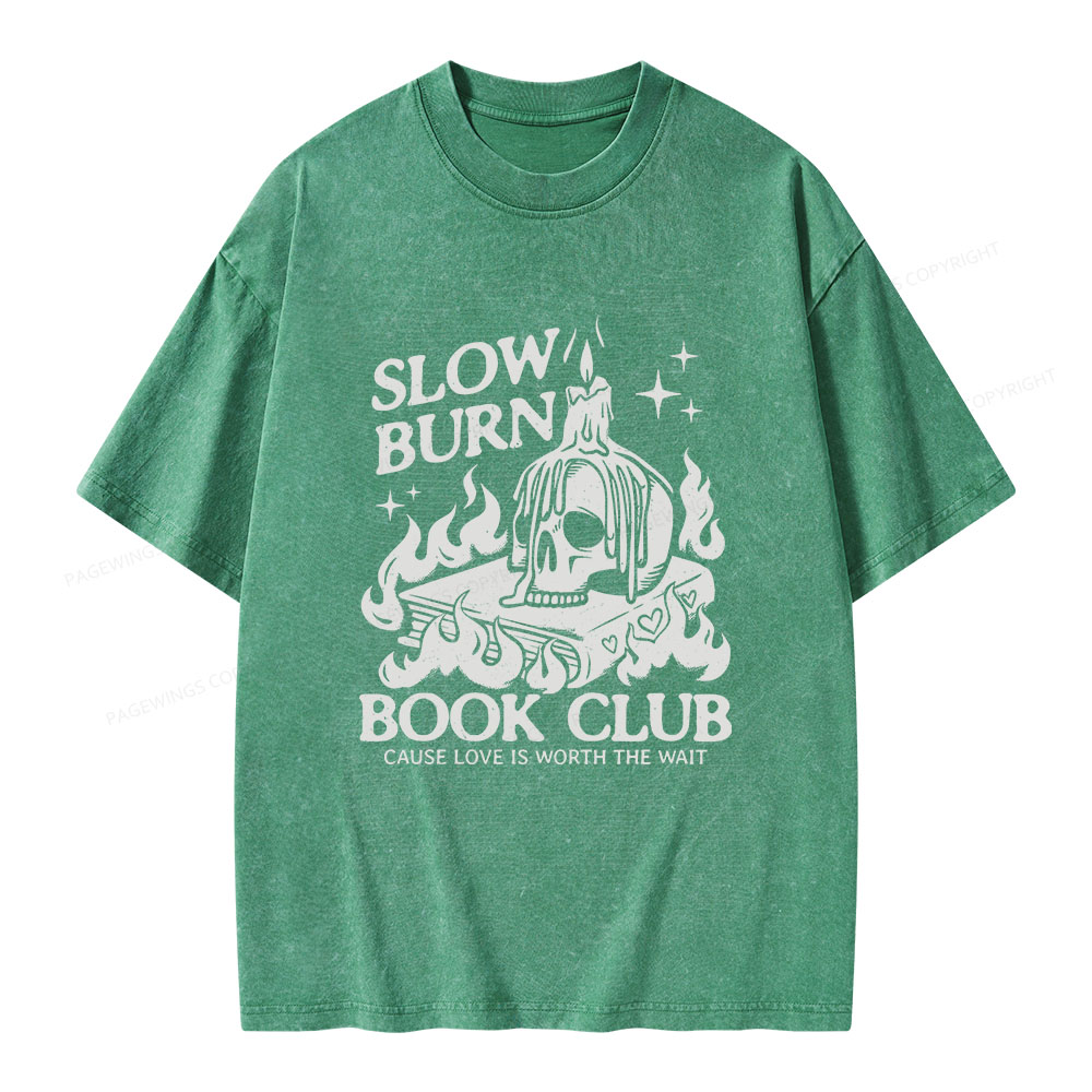 Pagewings Slow Burn Book Club Unisex Washed T-shirt