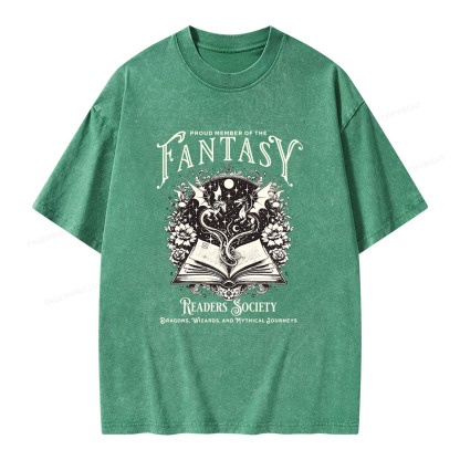 Pagewings Fantasy Readers Society Unisex Washed T-shirt