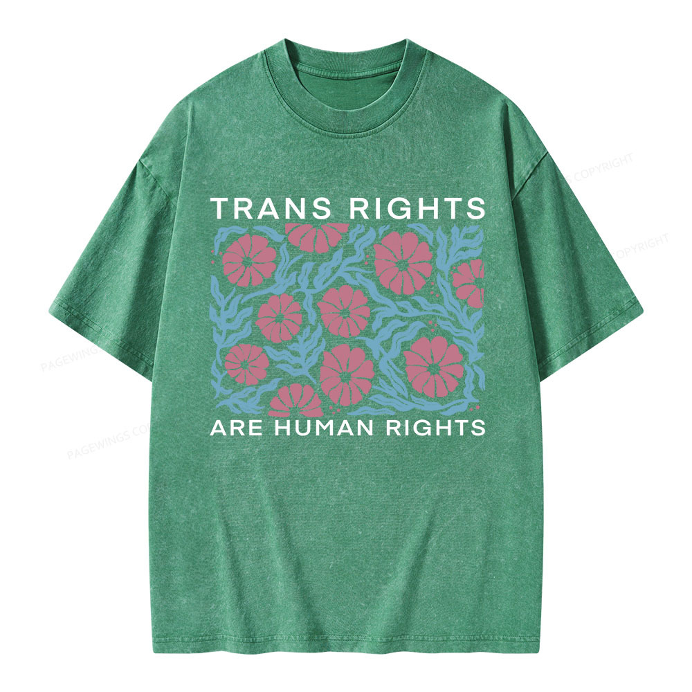 Pagewings Trans Rights Are Human Rights Unisex Washed T-shirt