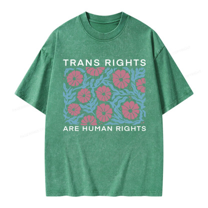 Pagewings Trans Rights Are Human Rights Unisex Washed T-shirt