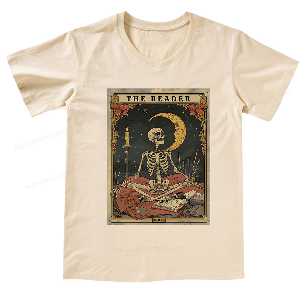 Pagewings The Reader Tarot Card V-neck T-shirt
