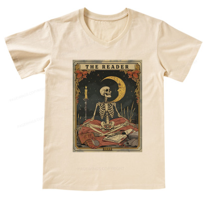 Pagewings The Reader Tarot Card V-neck T-shirt