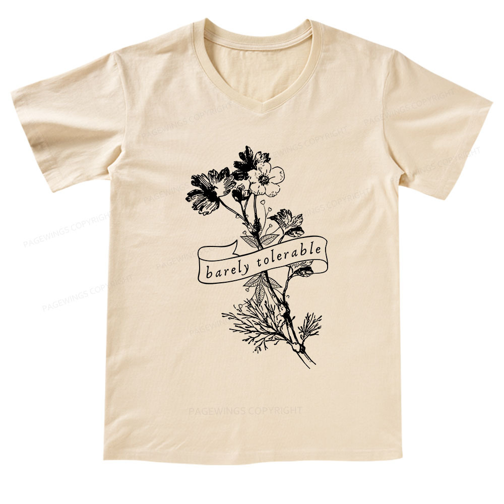 Pagewings Barely Tolerable V-neck T-shirt