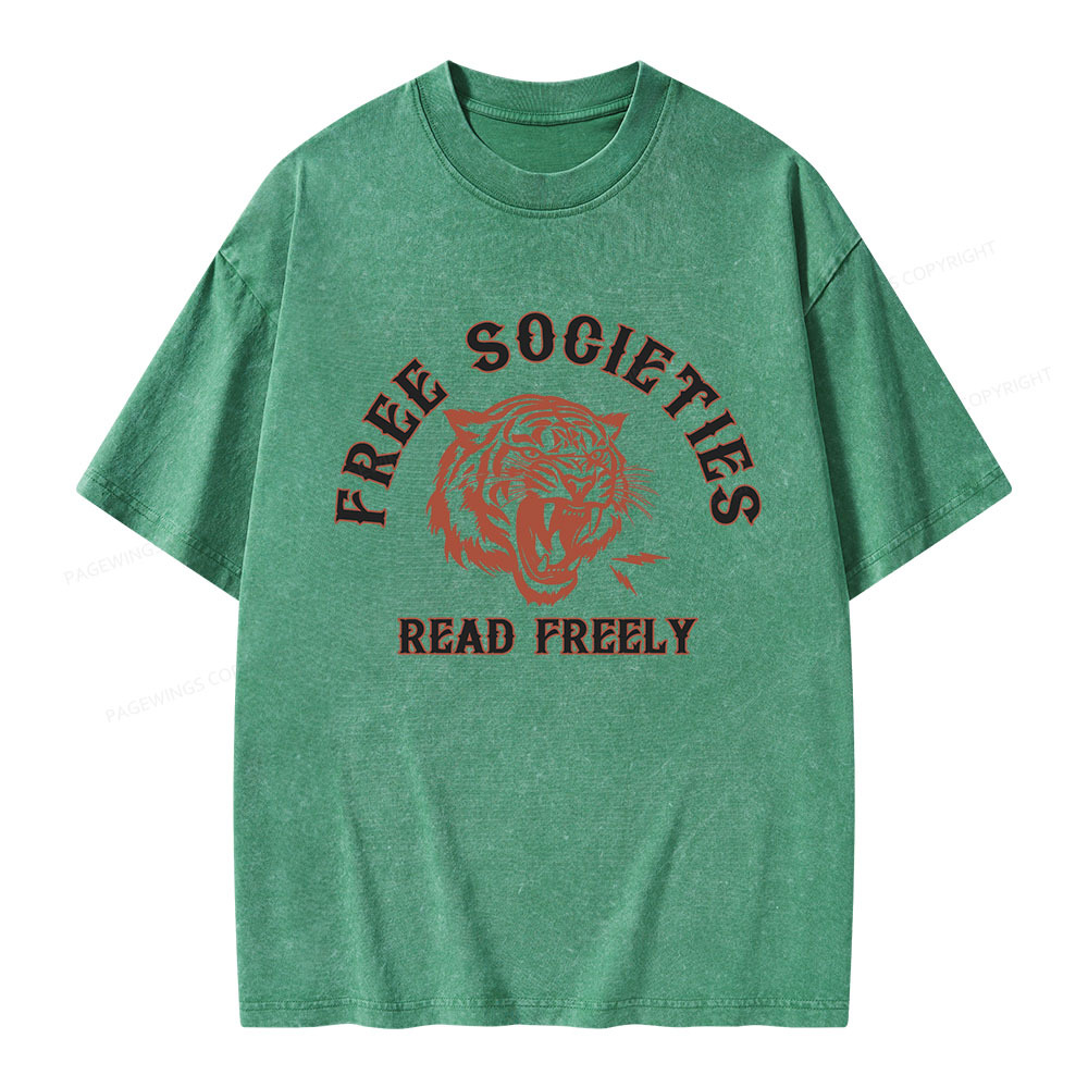 Pagewings Free Societies Read Freely Unisex Washed T-shirt
