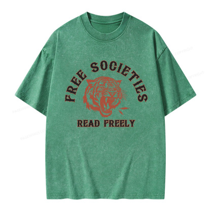 Pagewings Free Societies Read Freely Unisex Washed T-shirt