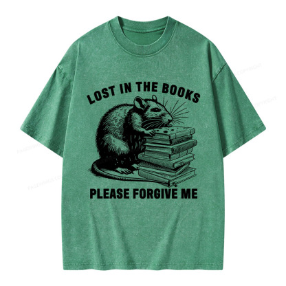 Pagewings Lost In The Books Please Forgive Me Unisex Washed T-shirt