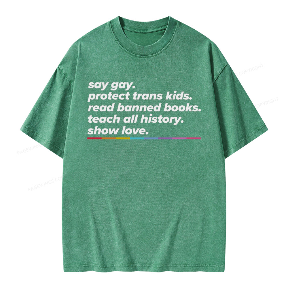 Pagewings Read Banned Books Unisex Washed T-shirt