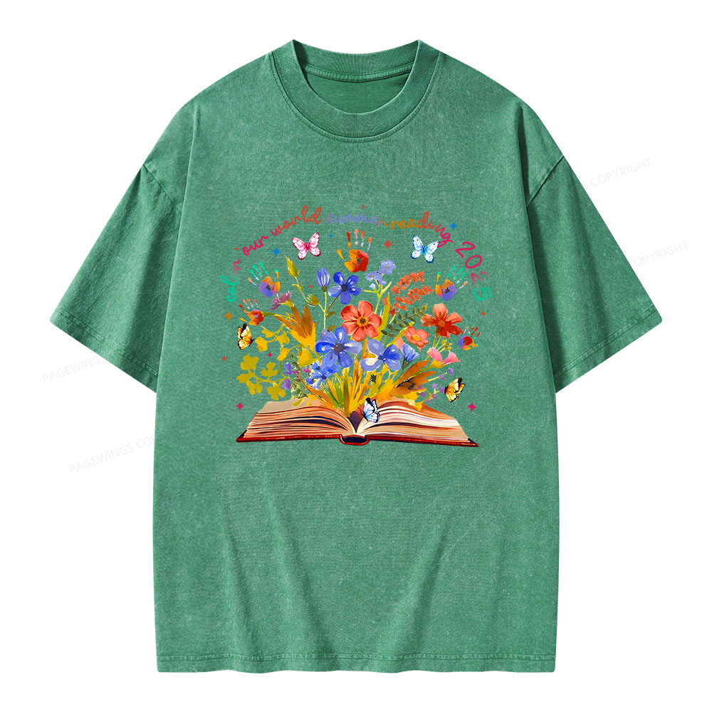Pagewings Color Our World Summer Reading 2025 Unisex Washed T-shirt