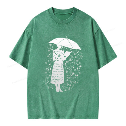 Pagewings Books Minds Umbrellas Only Work When They Are Open Unisex Washed T-shirt