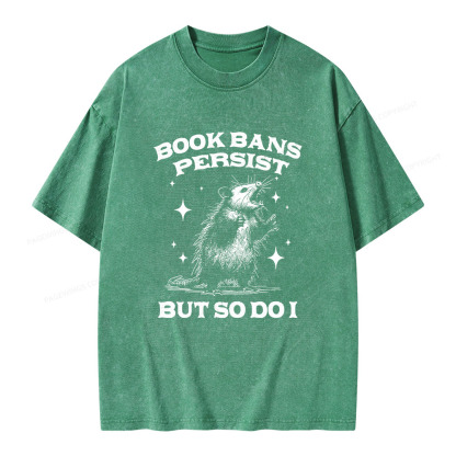 Pagewings Book Bans Persist But So Do I Unisex Washed T-shirt