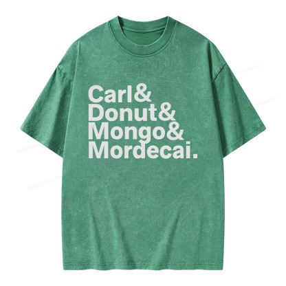 Pagewings Carl Donut Mongo Mordecai Unisex Washed T-shirt