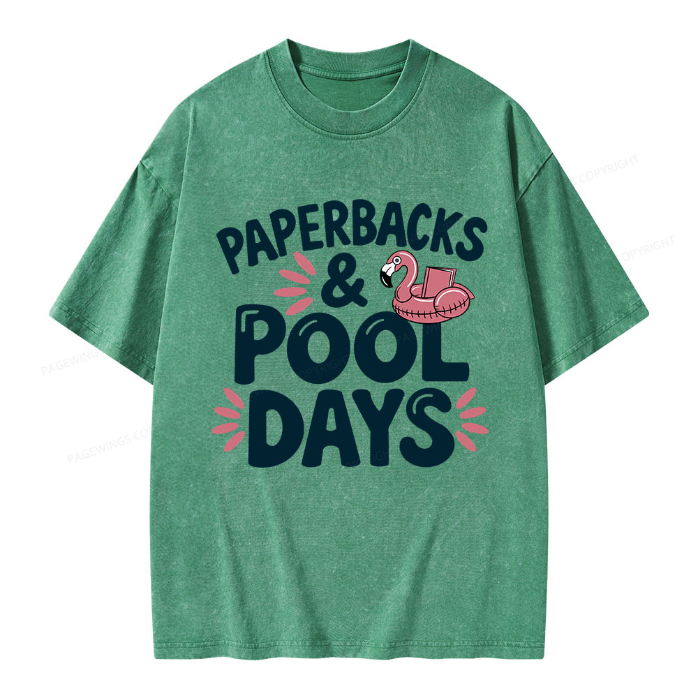 Pagewings Paperbacks And Pool Days Unisex Washed T-shirt
