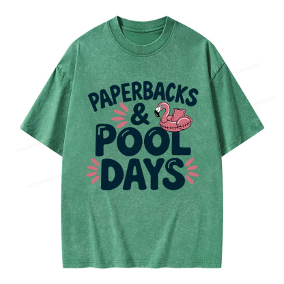 Pagewings Paperbacks And Pool Days Unisex Washed T-shirt