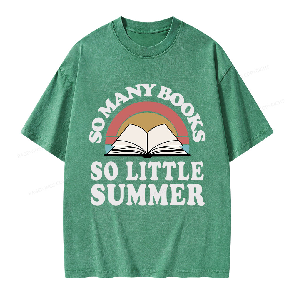 Pagewings So Many Books So Little Summer Unisex Washed T-shirt