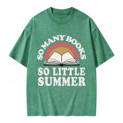 Pagewings So Many Books So Little Summer Unisex Washed T-shirt
