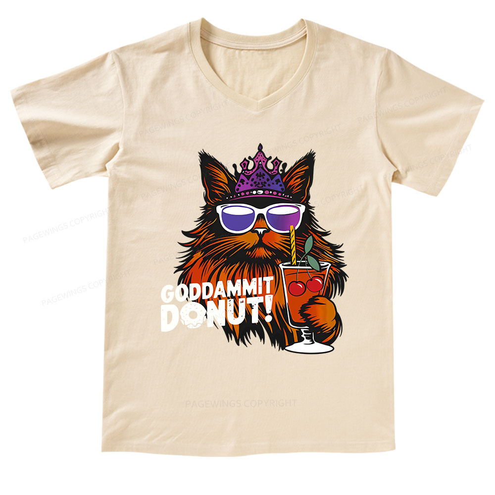 Pagewings Goddammit Donut V-neck T-shirt