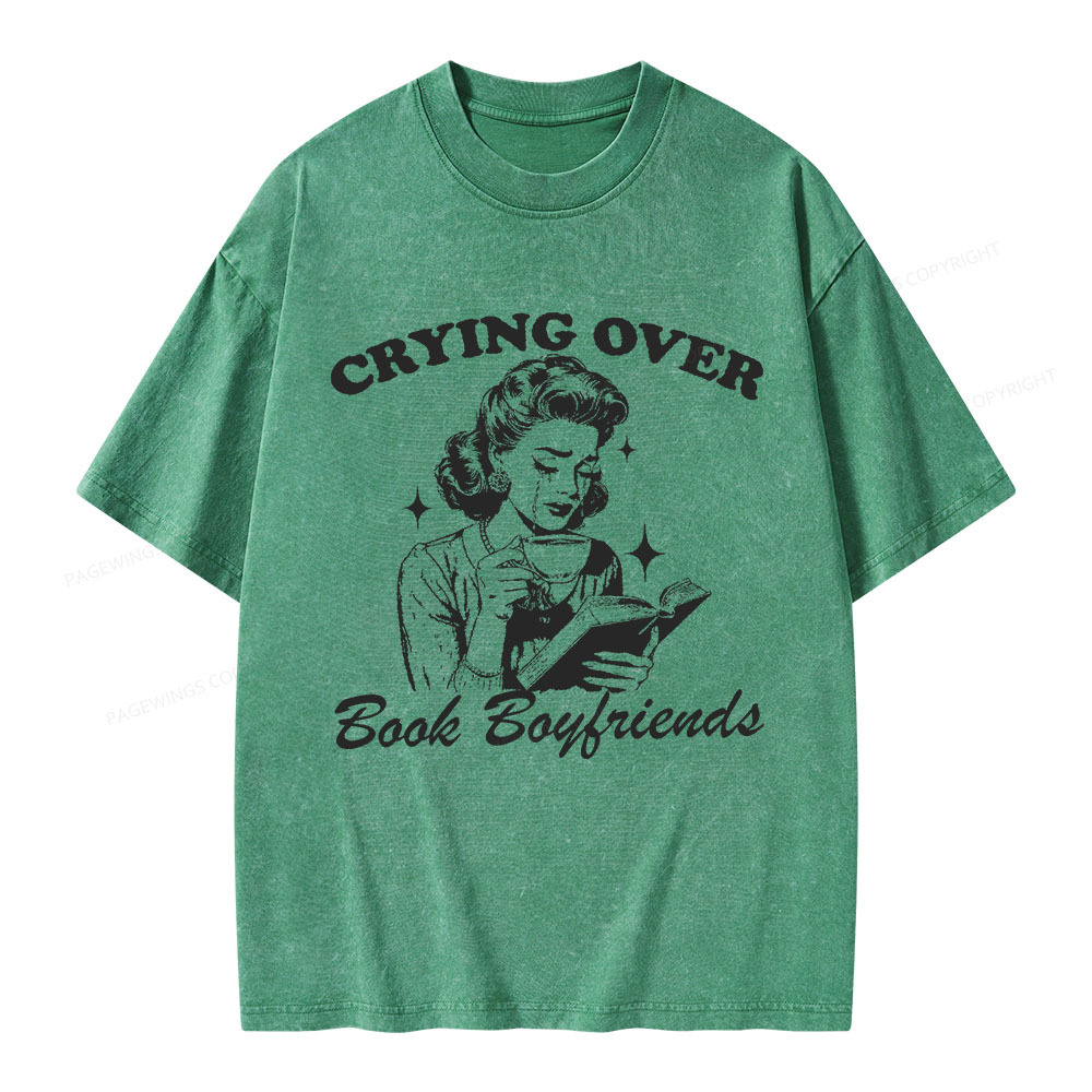 Pagewings Crying Over Book Boyfriends  Unisex Washed T-shirt
