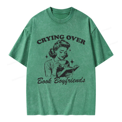 Pagewings Crying Over Book Boyfriends  Unisex Washed T-shirt