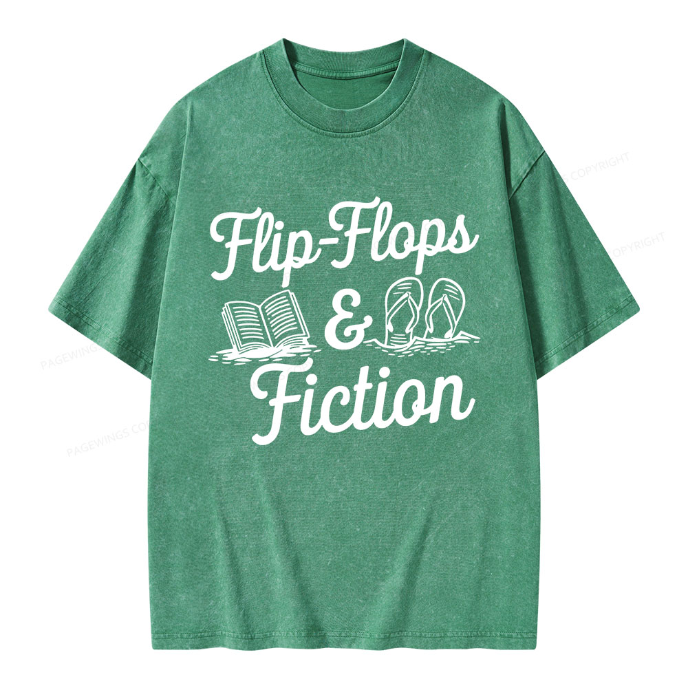 Pagewings Flip Flops And Fiction Unisex Washed T-shirt