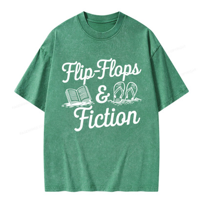 Pagewings Flip Flops And Fiction Unisex Washed T-shirt