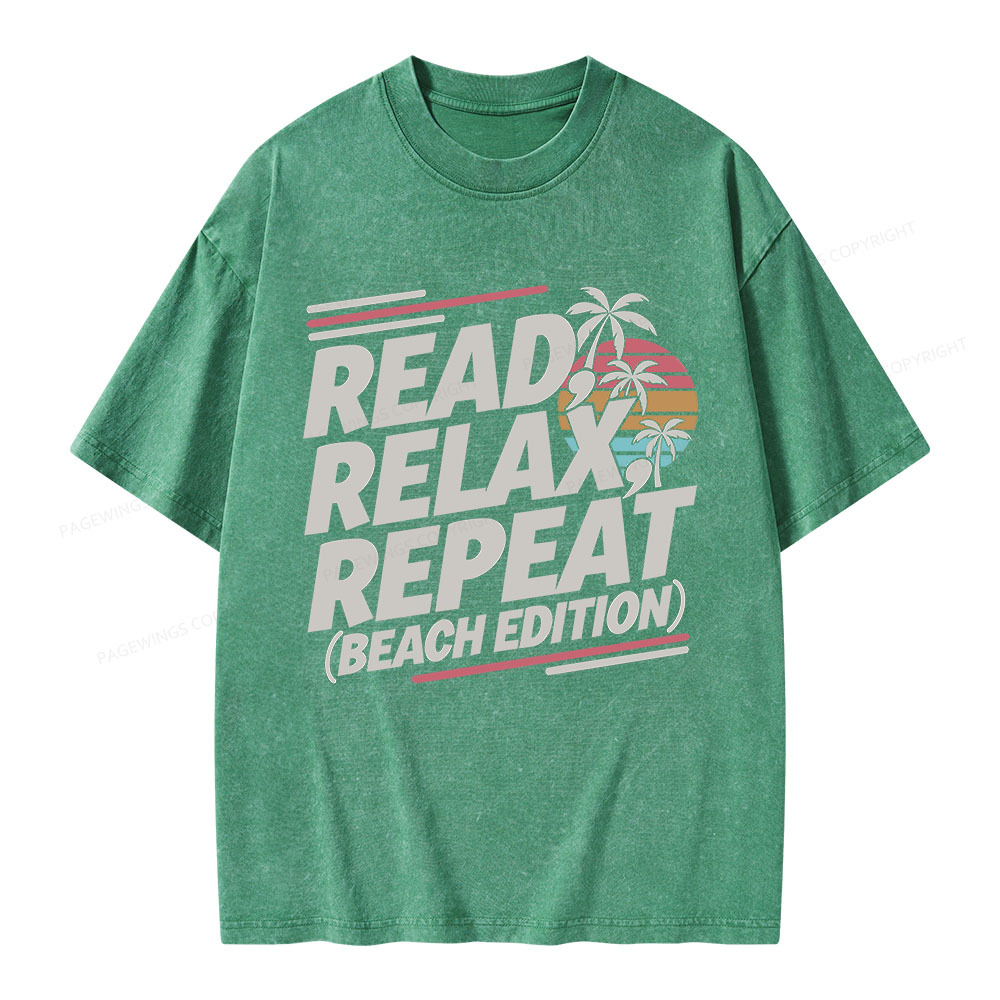 Pagewings Read Relax Repeat Unisex Washed T-shirt