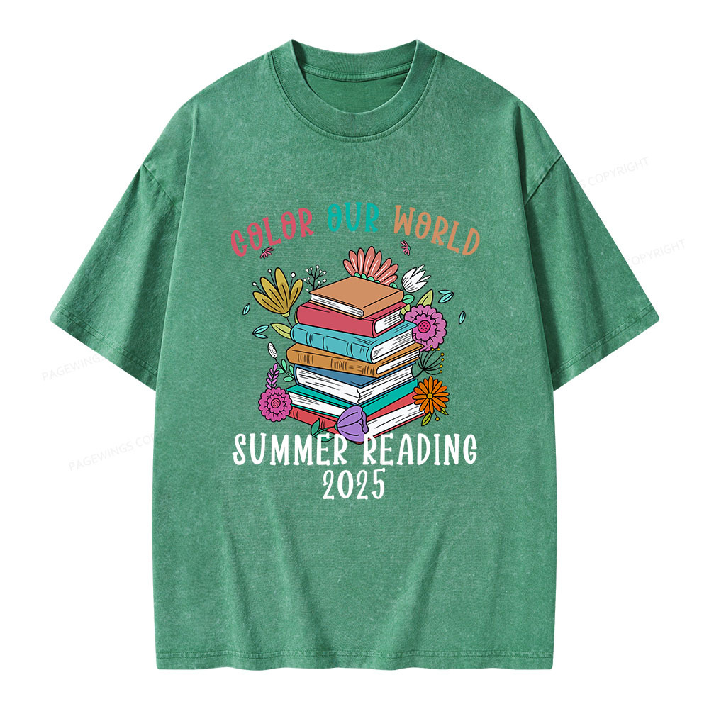 Pagewings Summer Reading 2025 Unisex Washed T-shirt
