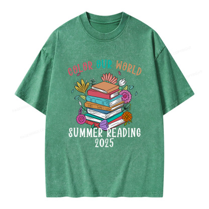 Pagewings Summer Reading 2025 Unisex Washed T-shirt