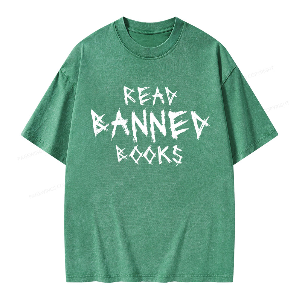 Pagewings I Read Banned Books Unisex Washed T-shirt