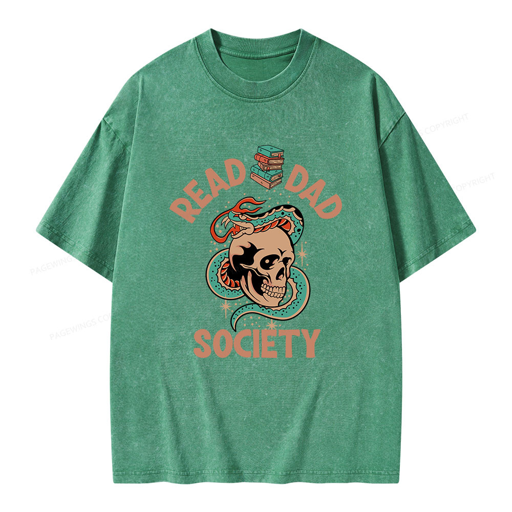 Pagewings Read Dad Society Unisex Washed T-shirt